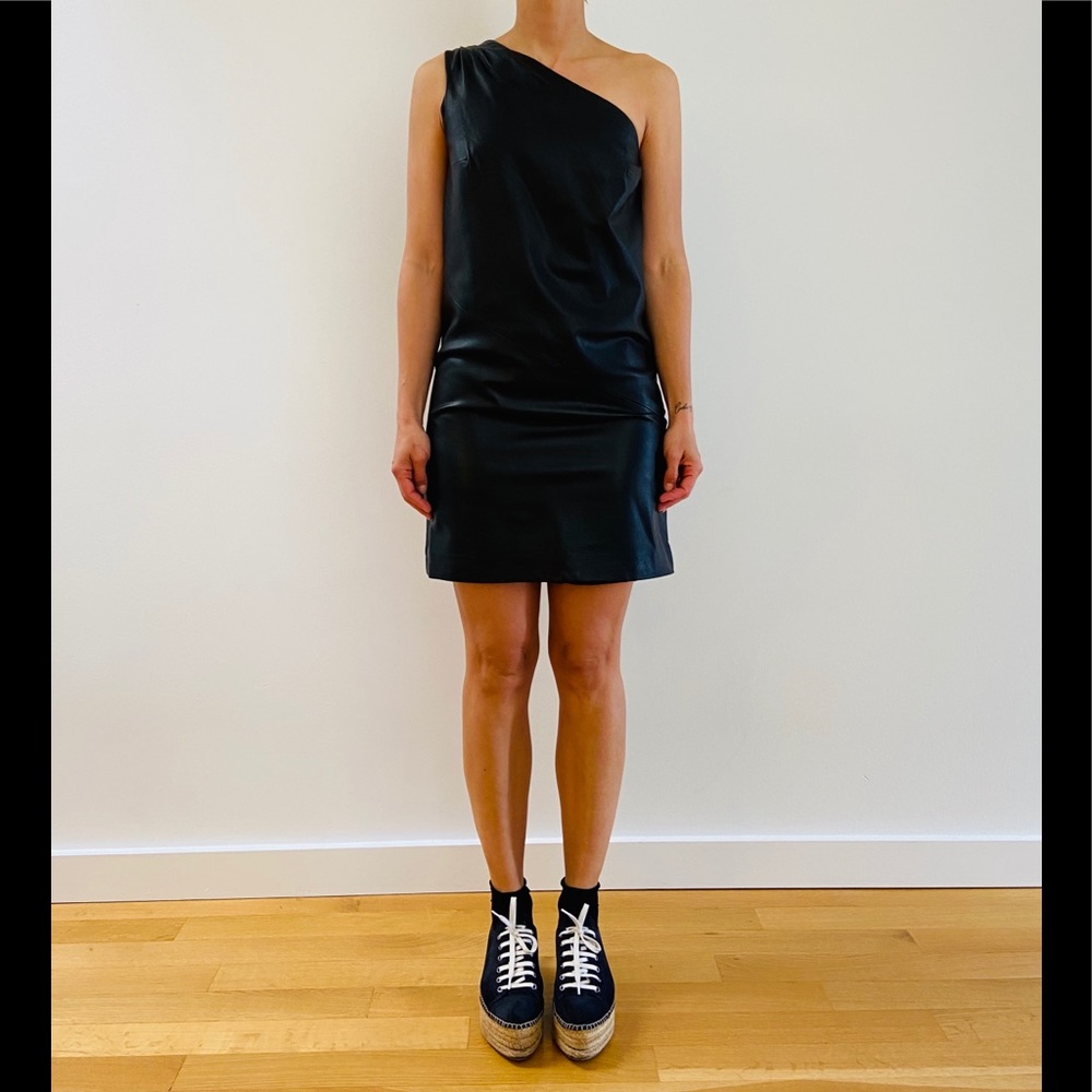 Gat  Rimon Asymmetrical Leather Dress